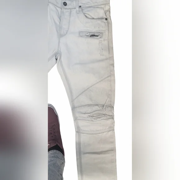 HUDSONWhite Blinder Skinny Biker Moto Distressed JeansSize: 30x32